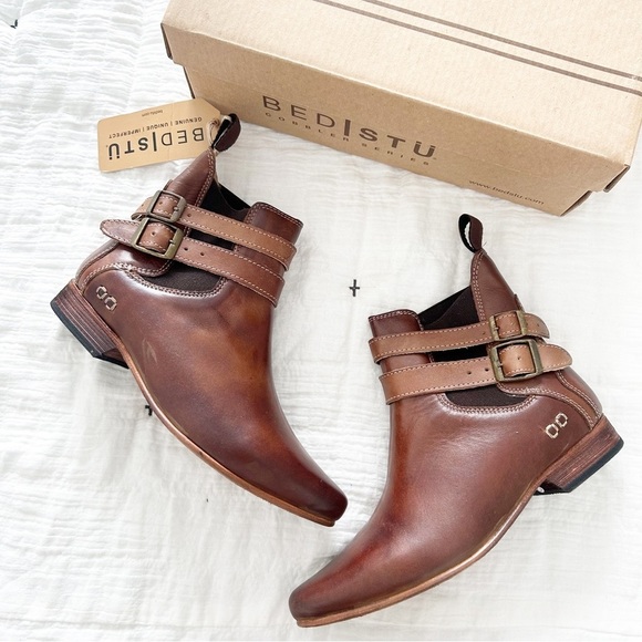 NEW BEDSTU Ravine Tan Rustic Leather Chelsea Ankle Bootie US Size 6 - Picture 1 of 11